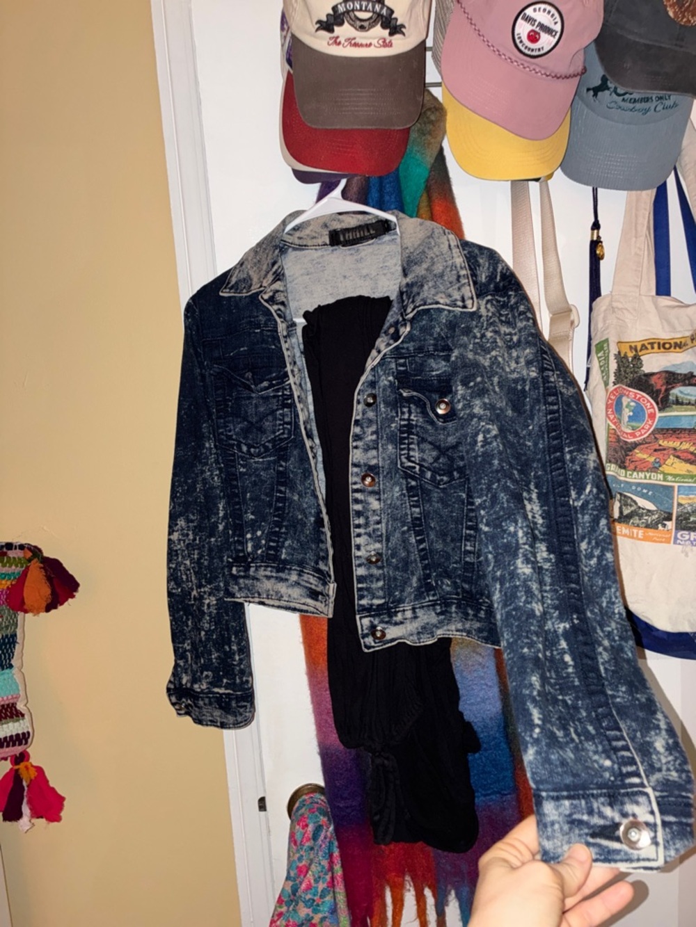 Thrill Acid-Wash Denim Jacket in Dark Blue